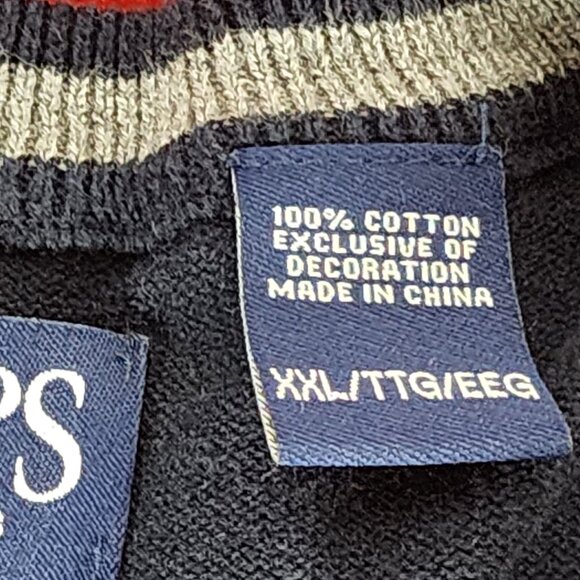 Chaps Navy Blue Grey Logo 100 Cotton V-Neck Sleeveless Sweater Vest Size XXL - Picture 13 of 16